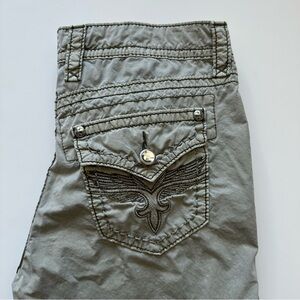 Rock Revival Greenish/Gray Cropped Cargo Pants Women’s Size 28